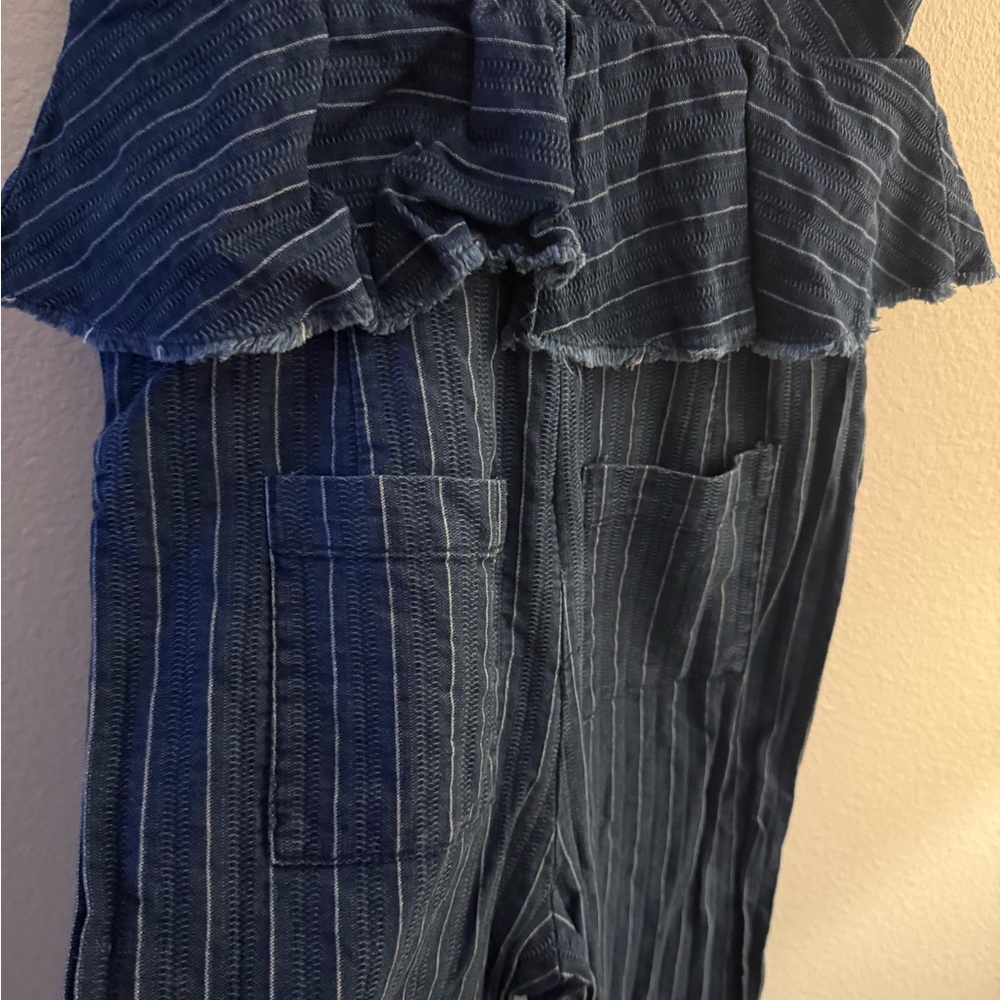 ETT:TWA by Anthropologie Navy Pinstripe Jumpsuit - Size XS - Picture 5 of 13